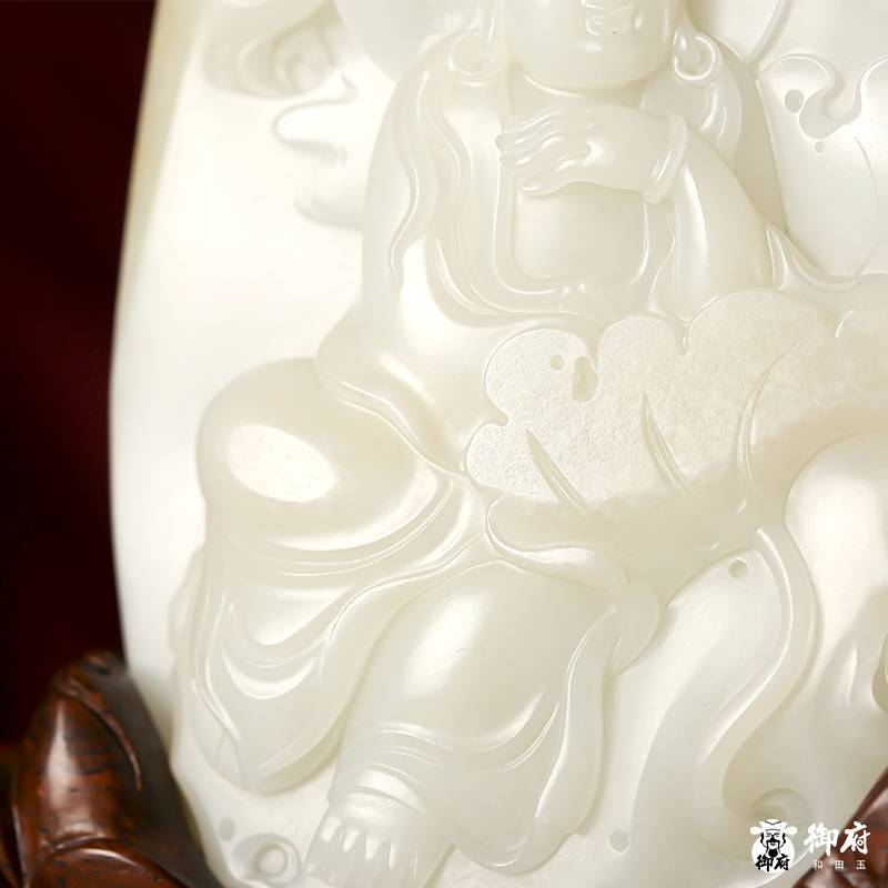 海派玉雕臻品｜御府和田玉新疆籽料观音名师孤品